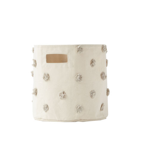 Pom Pom Canvas Bin - Grey