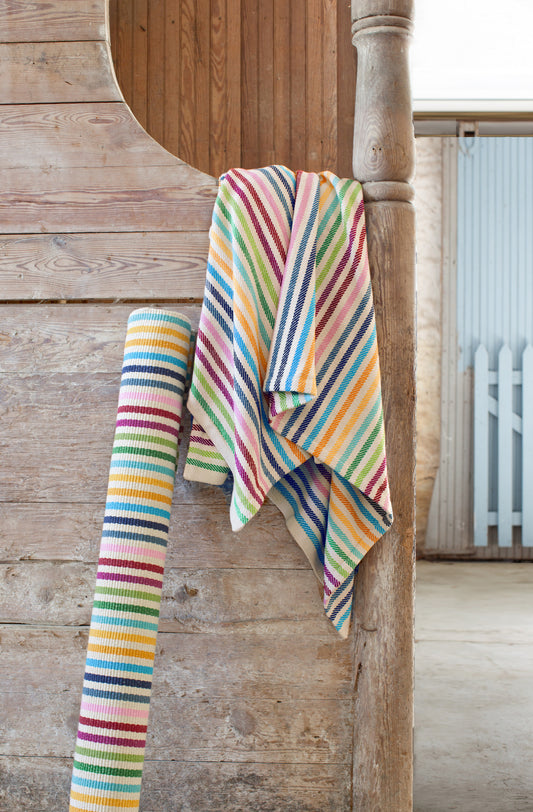 Rainbow Stripe Woven Cotton Rug