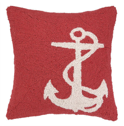 Large Anchor Hook Pillow - Light Blue/White