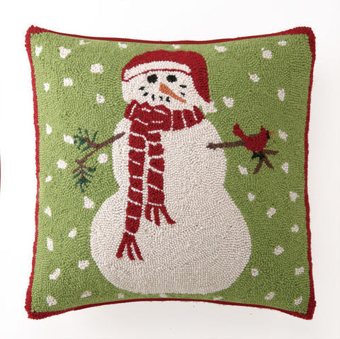 Snowman with Cardinal Hook Pillow