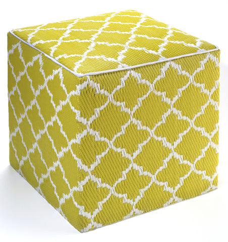 Tangier Indoor/Outdoor Cube - Celery & White -SOLD OUT