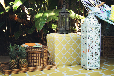 Tangier Indoor/Outdoor Cube - Celery & White -SOLD OUT