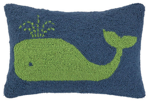 Whale Hook Pillow - Green/Navy SOLD OUT