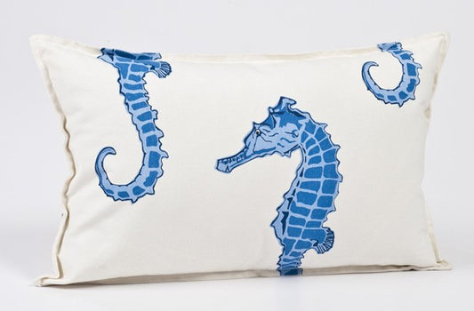Seahorse Pillow - Rectangle, Blue