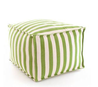 Trimaran Stripe Indoor/Outdoor Pouf - Sprout/Ivory